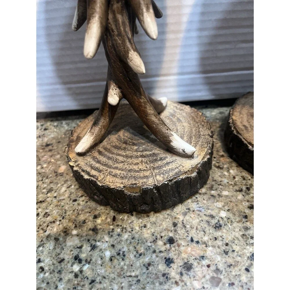Set Of 2 Antler Candle Holders